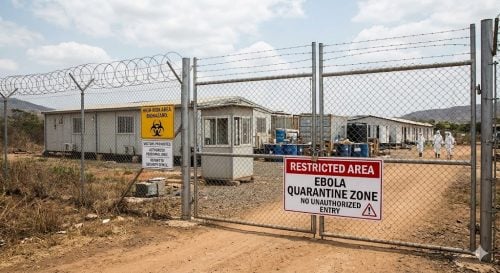 An illustrative image showing an Ebola quarantine facility.
