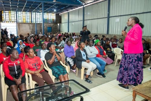 Faith Odhiambo during her grassroots engagement in Mabatini Ward in Mathare, Nairobi County. PHOTO/@FaithOdhiambo8/X