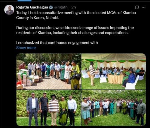A post shared by former Deputy President Rigathi Gachagua on Saturday, June 6, 2026. PHOTO/Screengrab by PD Digital/@rigathi/X