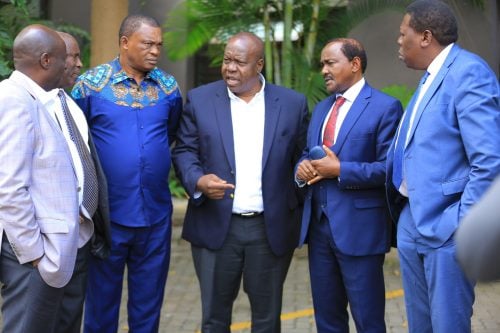 Opposition leaders during a strategy meeting ahead of the 2027 Western Kenya political rally. PHOTO@skmusyoka/X