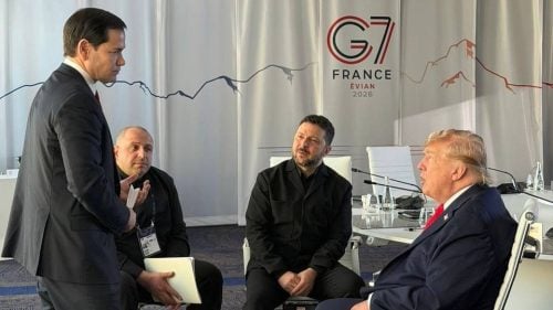 Zelenskyy and Trump during a meeting on the sidelines of the G7 summit. PHOTO/@ZelenskyyUa/X