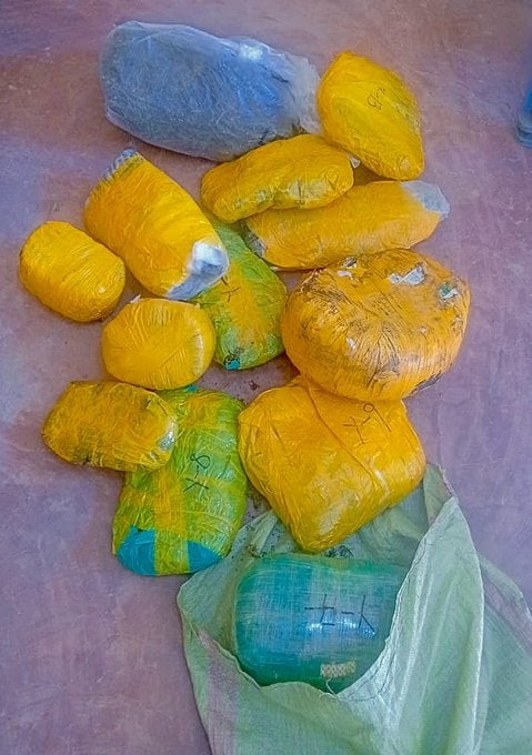Part of the items recovered by the police during the raid. PHOTO/@NPSOfficial_KE/X