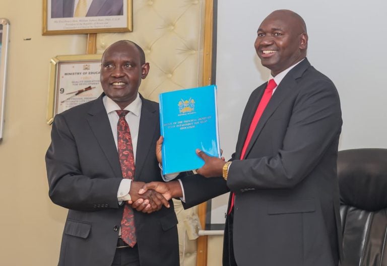 PS Bitok hands over Basic Education docket to Ololtuaa after reassignment