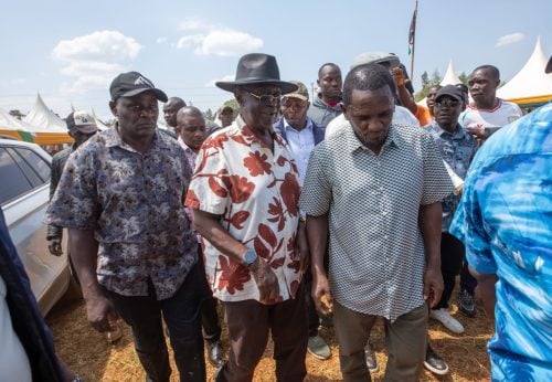 Oburu Oginga and other leaders at a function in Siaya. PHOTO/@DrOburu_O/X
