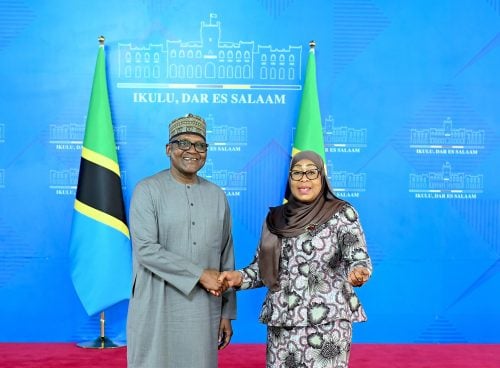 Tanzania President Samia Suluhu and Nigerian billionaire Aliko Dangote during a meeting. PHOTO/@ikulumawasliano/X