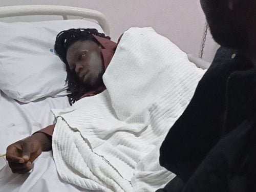 Activist Davis Lichuma at Nairobi Women’s Hospital after being found following days of alleged disappearance. PHOTO/@Its_Bahaa/X