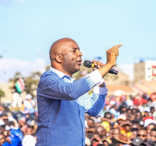 Murang'a Governor Irungu Kang'ata speaks during the Linda Mwananchi rally at Kivulini Grounds in Thika on Sunday, June 14, 2026. PHOTO/https://www.facebook.com/osotsi2027