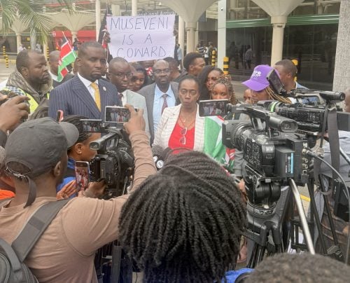 PLP Party Leader Martha Karua addresses the media upon arrival at JKIA, PHOTO/@Ramah_Abubakar/X