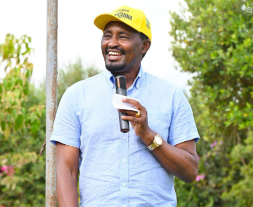 Mwangi Kiunjuri in a UDA cap during a campaign rally for Olkalou's UDA candidate in Rurii Ward on June 18, 2026. PHOTO/https://www.facebook.com/MwangiKiunjuriHon/x