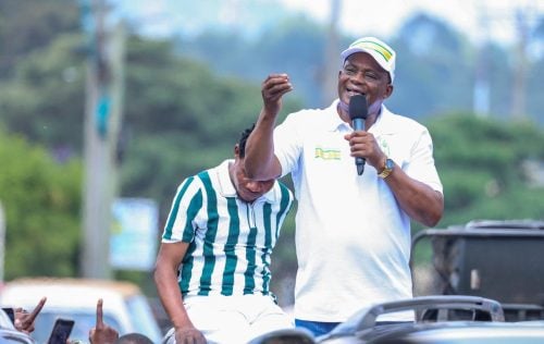 Former Public Service Cabinet Secretary Justin Muturi speaks during United Alternative Government's tour of Western Kenya region on Friday, June 12, 2026. PHOTO/@HonJBMuturi/X