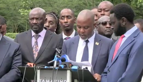 Embakasi South MP Mark Mwenje read a statement on behalf of the united alternative government lawmakers on Wednesday, June 3, 2026. PHOTO//Screenrab by People Daily Diirlal