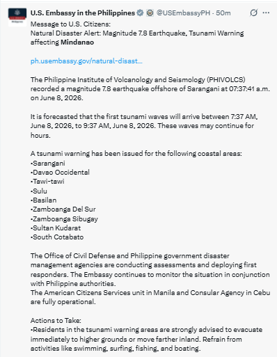 Statement from the U.S. Embassy in the Philippines. PHOTO/Screengrab by People Daily Digital