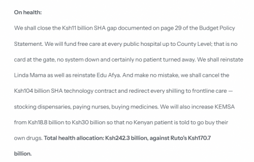 Excerpt from a press release by Kalonzo Musyoka on the budget. PHOTO/ Screengrab by People Daily Digital