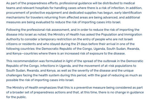Part of the statement by the Epidemiology Division. PHOTO/Screengrab by People Daily Digital
