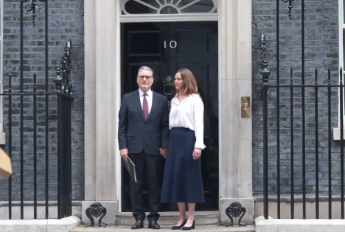 Sir Keir Starmer with his wife after delivering his resignation statement as UK Prime Minister and Labour Party leader. PHOTO/Screengrab by People Daily Digital/@Keir_Starmer/X
