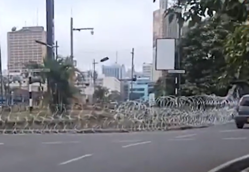 Barbed razor wire mounted near Parliament Buildings ahead of the June 25 protest anniversary. PHOTO/Screengrab by People Daily Digital
