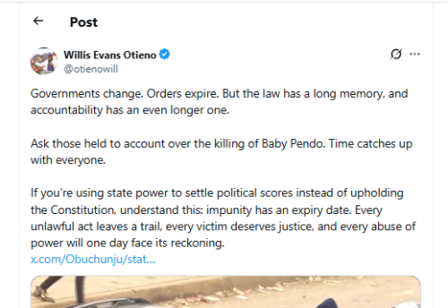 Lawyer Willis Otieno complains of masked men during protests. PHOTO/Screengrab by People Daily Digital from X by @otienowill