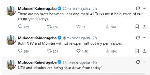 Muhoozi statements on X. PHOTO/Screengrab by People Daily Digital from X by mkainerugaba/