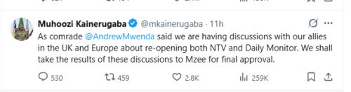 Muhoozi on NTV Uganda and Daily Monitor reopening. PHOTO/Screengrab by People Daily Digital from X by @mkainerugaba