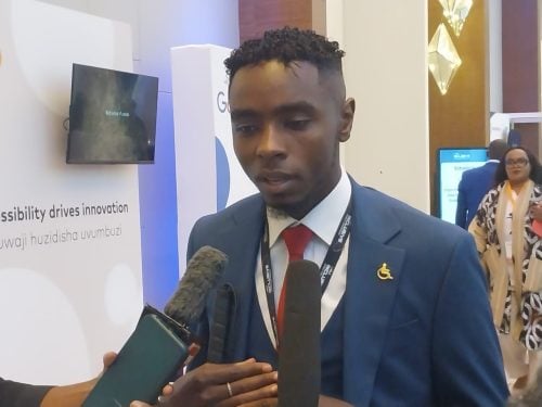 Julius Mbura, Head of Advocacy and Legal at inABLE and a visually impaired advocate during the Inclusive Africa Conference in Nairobi. PHOTO/Lavender Kusimba