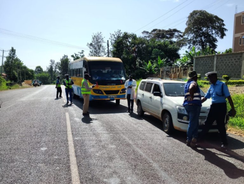 NTSA team in a joint compliance check with police on Muranga Road, Jambo-Mukuyu. PHOTO/@ntsa_kenya /X.