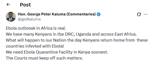 Homa Bay Town MP Peter Kaluma's X post on June 3, 2026. PHOTO/Sreengrab by People Daily Digital/@gpdkaluma/X