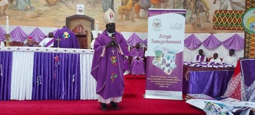Bishop Hieronymus Emusugut Joya during a past event. PHOTO/https://www.facebook.com/The Catholic Diocese of Maralal