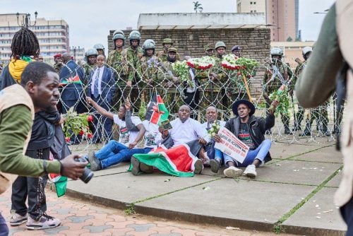 Activist Muteti Mulinge (from right, wearing a black hat) during a past protests in Nairobi. PHOTO/https://web.facebook.com/james.maina.290665