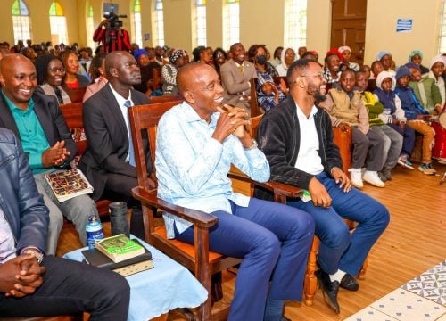 Wamatangi during a service at PCEA Kabuteti in Kiganjo Ward, Gatundu South Sub-County. PHOTO/https://www.facebook.com/Kimani Wamatangi﻿