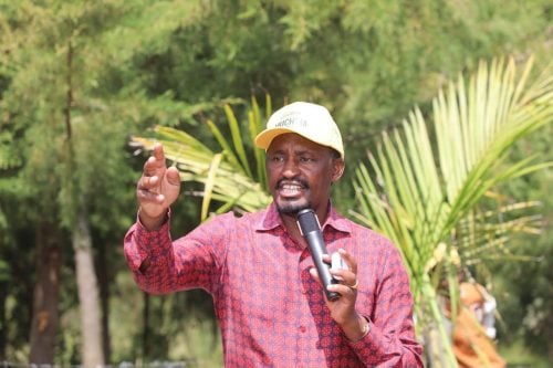 Laikipia East MP Mwangi Kiunjuri speaks during a heated Ol Kalou minipoll campaign rally in Nyandarua County. PHOTO/https://web.facebook.com/MwangiKiunjuriHon