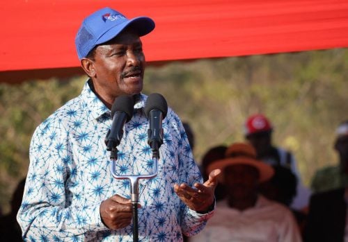 Kalonzo Musyoka during the burial of the late William Musili Munyambu Kalisasi in Mwingi, Kitui County, on Saturday, July 11, 2026. PHOTO/@skmusyoka/X