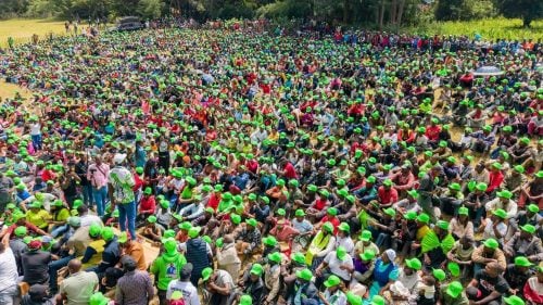 A wider shot of Kamau Ngotho and DCP supporters during a grand finale rally in Ol Kalou. PHOTO/https://web.facebook.com/kamausammyngotho