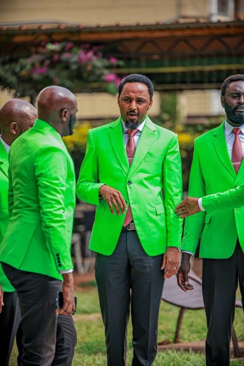 Democracy for the Citizens Party (DCP) senators, led by Nyandarua Senator John Methu, don party colours during a parliamentary sitting on Tuesday, July 21, 2026. Photo//https://www.facebook.com/KarungowaThangwa