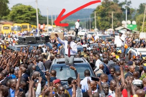 President William Ruto speaking during a roadside rally in Amagoro in Bisia County on Sunday, July 26, 2027. PHOTO//https://www.facebook.com/williamsamoei