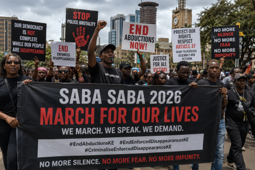 Citizens marching during the Saba Saba protest anniversary