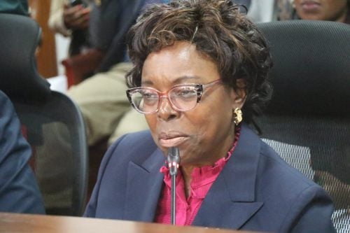 Controller of Budget Margaret Nyakang’o before the Public Petitions Committee during a hearing on public debt governance. PHOTO/Kenna CLAUDE 