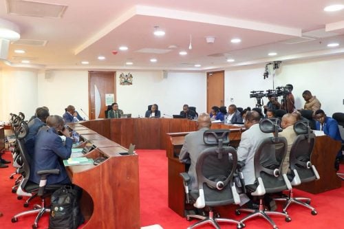 Finance and National Planning Committee Chairperson Kuria Kimani presides over a session as former Rarieda MP Raphael Tuju appears before the committee on Tuesday, July 28, 2026. PHOTO//https://www.facebook.com/ParliamentKE