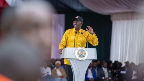 William Ruto addressing youth during the launch of NYOTA Tranche II at Ulinzi Sports Complex in Langata on Friday, July 10, 2026.PHOTO/@WilliamsRuto/X