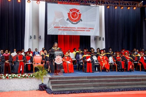 Amref International University leaders and invited guests during the institution's 7th graduation ceremony. PHOTO/@AmrefUniversity/X