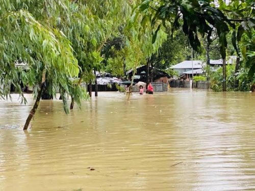 Submerged houses in flood-hit Bangladesh. PHOTO/@SobugMessi10jr/X