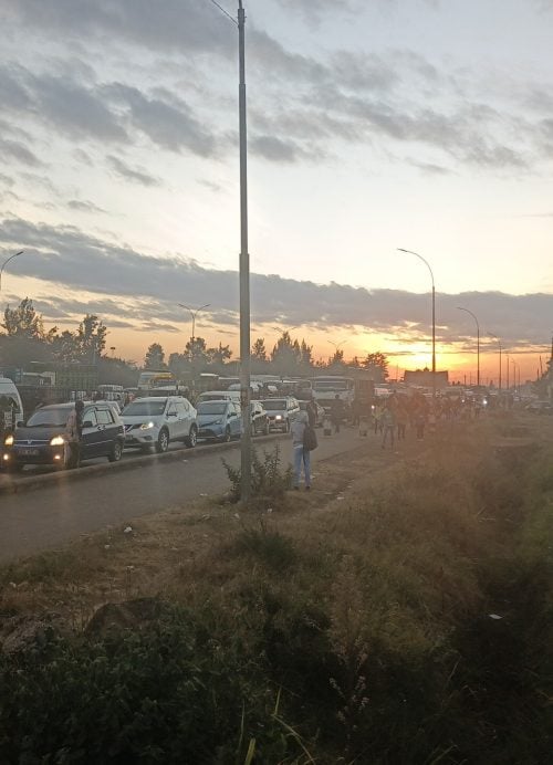 Thika Road traffic at Kimbo, Juja. PHOTO/@1MasterKG/X