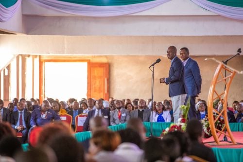 Livestock PS Jonathan Mueke with Labour CS Alfred Mutua during a thanksgiving service attended by President William Ruto and Anglican faithful at St Martin's Cathedral in Kitui on July 12, 2026. PHOTO/@jmueke/X