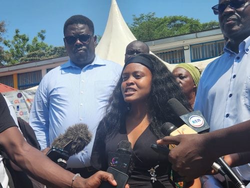 Student leader Tracy Anyango of Maseno University addresses the media during the briefing on Friday, July 24, 2026. PHOTO/Viola Kosome