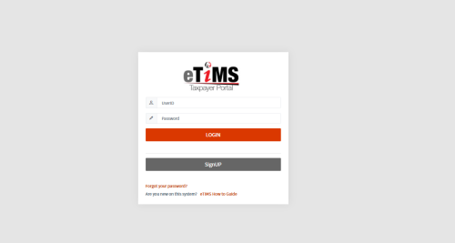 A well-designed login UI of KRA's e-tims portal showing login forms. PHOTO/https://etims.kra.go.ke/basic/login/indexLogin