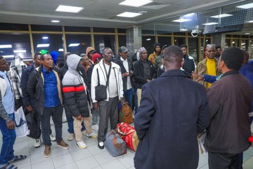 Part of the Kenyans evacuated from South Africa arrive at JKIA on Friday, July 3, 2026, night. PHOTO/@Diaspora_KE/X