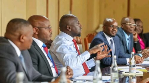 Interior Cabinet Secretary Kipchumba Murkomen chairing the 2026 Mashujaa Day National Celebrations Steering Committee meeting at Harambee House on July 23, 2026. PHOTO/Kipchumba Murkomen/FB