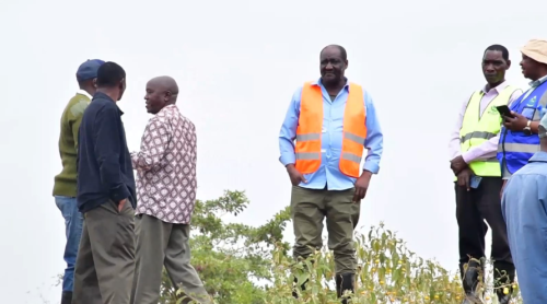 Kirinyaga county committee executive member of lands and physical planning Samuel Kanjobe overseeing the verification of plots in South Ngariama 