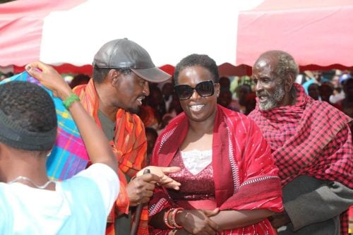 Laikipia North MP Sarah Korere and Laikipia East MP Mwangi Kiunjuri during a women empowerment programme for welfare groups at Naibor.