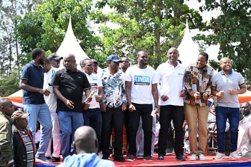 Part of the leaders on the Linda Mwananchi Kisii-Nyamira tour. PHOTO/@orengo_james/X