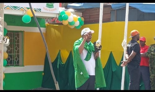 Justin Muturi during the launch of a Democratic Party (DP) office in Nanyuki. PHOTO/Wanjira Wachira